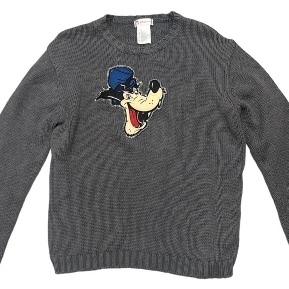 Disney Big Bad Wolf Gray Knit Sweater M